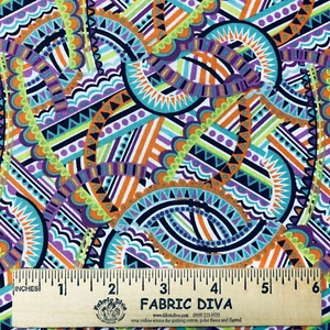 KALEIDOSCOPE RETRO by the 1/2 yard BTHY 100% cotton quilt sewing fabric - Picture 1 of 2