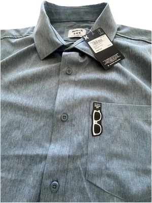 Hurley Men's Short Sleeve Button Up Shirt Blue Size M Medium NWT MSRP $55 - Image 1 of 4