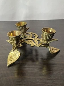 VTG Brutalist MCM Adjustable Sculptural Brass Candlestick Leaf Candle Holder 70s - Bild 1 von 6
