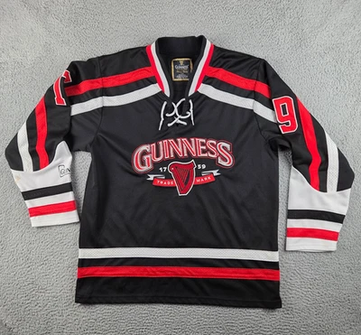 Camiseta deportiva de hockey Guinness Beer para hombre L negra roja bordada 1759 promoción cosida Foto 1 de 4