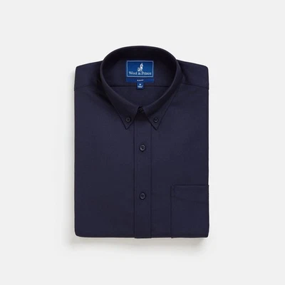 Wool& Prince 170 Button Down $168 MSRP Men’s Size L Slim Fit Navy Blue Oxford - Image 1 of 4