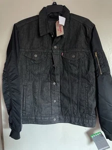 Levis Strauss Jacket Mens M Thermore Quilted Lined Varsity Denim Trucker - Picture 1 of 9