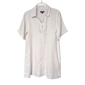 J. Crew White Linen Bungalow Popover V Neck Shirt Dress With Pockets Small Nwt - Picture 1 of 9