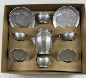Vintage 9-teiliges Kinder Kaffee/Tee Zinn Set - Bild 1 von 12