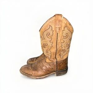 Old West Unisex Brown Western Broad Square Toe Size 2D Embroidered - Picture 1 of 9