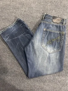 Vtg Men's 30x28 Ed Hardy Jeans Button Fly Distressed Baggy Y2k Skate Punk - Picture 1 of 18