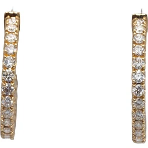 14k Yellow Gold Round Diamond Inside Out Circle Hoop Earrings 1.93CT - Picture 1 of 6