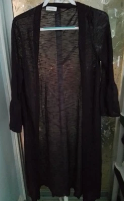 Cárdigan de mujer Calvin Klein púrpura profundo manga campana 3/4 tejido frente abierto talla L Foto 1 de 4