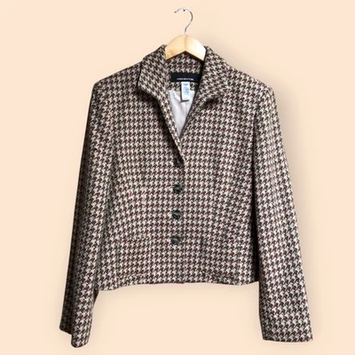 Vintage Y2K Jones New York Houndstooth Knit Tweed Blazer Jacket Wool Women’s 6 - Image 1 of 4