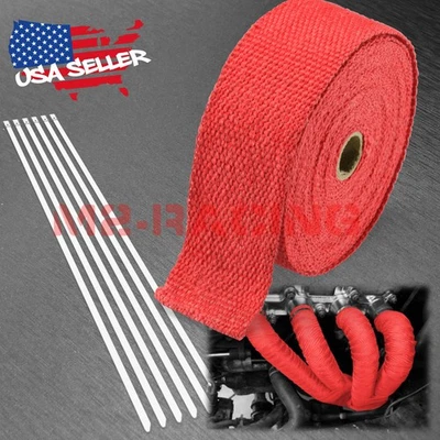 Tubo de escape rojo cabezal aislamiento térmico envoltura térmica 2" x 50' moto coche Foto 1 de 4