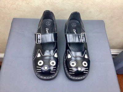 Anarchic T.U.K. T2025 Kitty Cat Face Black Leather Mary Janes Size US 9 Goth - Image 1 of 4