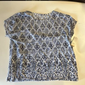 Relativity Shirt Top Women's Plus Size 3X Blue Floral - Picture 1 of 5