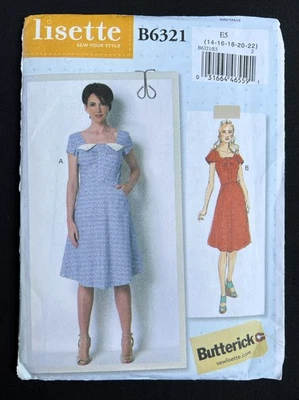 Butterick B6321 Misses Dress Retro Design by Lisette 2016 Pattern sz 14-22 Uncut - Image 1 of 2