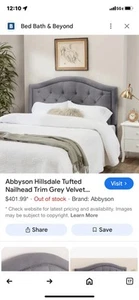 Hillsdale Nicole Fabric Upholstered Full/Queen Panel Headboard in Glacier Gray - Picture 1 of 3