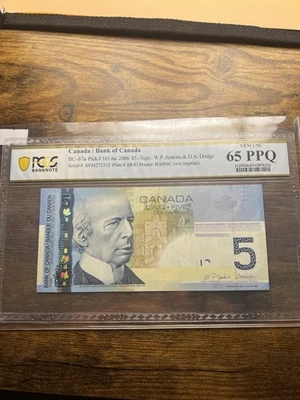 2006 Canadian Five 5$ Dollar Banknote Bank Of Canada High Grade 65 PPQ GEM UNC - Image 1 of 3