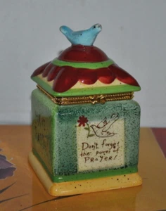 Caja de baratijas con bisagras de colección ¡No olvides el poder, ten fe! Blue Bird DOVE 4.5"H - Imagen 1 de 5