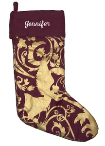 Pottery Barn Burgundy Metallic Gold Angel Christmas Stocking JENNIFER MONOGRAM - Picture 1 of 2