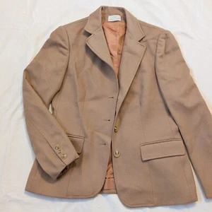 Vintage Wool Blend Camel Blazer Jacket Women's Sz 8 - Picture 1 of 5