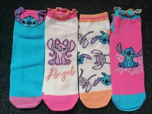 Disney's Lilo & Stitch Trainersocken Schuhfutter Knöchel 4 Paar Mädchen Engel - Bild 1 von 7