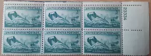 1945 US Post Scott#936 U.S. Coast Guard 3c Stamp Plate#23334 Blck of 6 Env#1 MNH - Picture 1 of 2