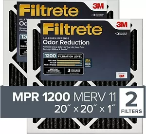 Filtro de aire Filtrete 20x20x1, MPR 1200, MERV 11, paquete de 2 plisados (422D) - Imagen 1 de 9