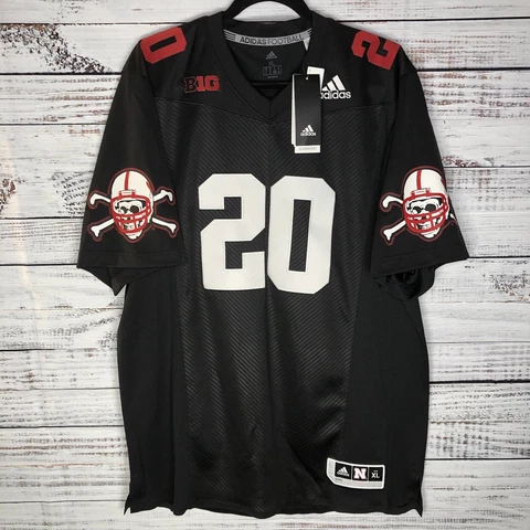New Adidas Nebraska Cornhuskers NCAA Football Jersey Skull Logo (GK7480) Size XL Cover