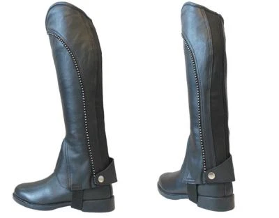 Lederchaps  Dressurbogen und einreihige Dekokette  Feinstes Büffelleder  Neu - Bild 1 von 4