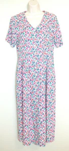 ORVIS Linen Blend Dress Sz 10 Long Button Front Short Sleeve Floral Multicolor - Picture 1 of 10
