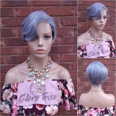 Peluca gris astilla corte de afeitar peluca pixie para mujer gris sal y pimienta peluca parte de encaje Foto 1 de 4