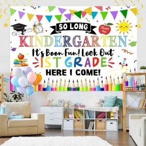 7X5ft Kindergarten Graduation Backdrop Class of 2024 Graduation Backdrop Kind... - Picture 1 of 7