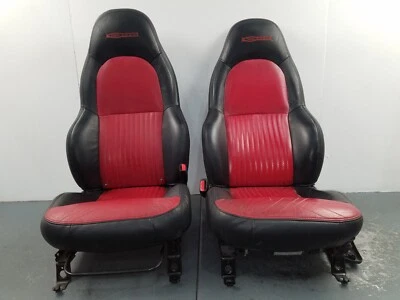 2004 Chevy Corvette C5 Z06 Red / Black Leather Seat Set #0344 i4 - Image 1 of 4