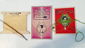 Lot 4 antike PERLENSEIDE Artikel Basar Handwerk & Werkzeug, Perlenseide, hoher Test - Bild 1 von 10