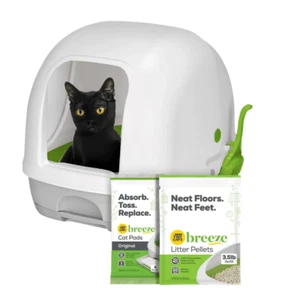 Purina Tidy Cats Breeze Hooded Cat Litter Box Starter Kit, Absorbent Pads, 1 Kit - Picture 1 of 7