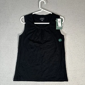 NWT LL Bean Indispensable Knits Blouse Women’s Size S Reg Black Sleeveless - Picture 1 of 7