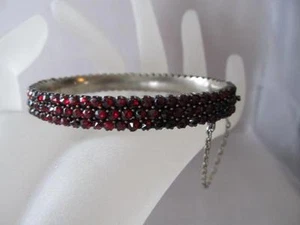 Estate Vintage-Antique Three Row Victorian Rose-Cut Bohemian Garnet Bracelet - Picture 1 of 9