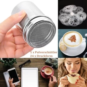 Shaker spandicacao acciaio inox con stencil decorativi per decorazione caffè cappuccino - Foto 1 di 4