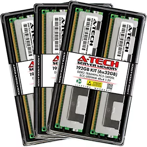 A-Tech 192GB 6x 32GB 4Rx4 PC3-14900 DDR3 1866 MHz ECC LRDIMM Server Memory RAM - Picture 1 of 5