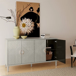 4-Door Storage Cabinet Freestanding Sideboard Kitchen Cupboard for Living Room - Picture 1 of 35