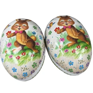 Vintage Nestler Easter Paper Mache Egg Containers Bunny & Chick Designs Set Of 2 - Picture 1 of 24