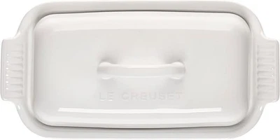 Plato de mantequilla de gres Heritage blanco 8,3 x 4,1 x 3 apto para microondas decorativo Foto 1 de 4