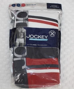 New 3 pk JOCKEY active stretch BOXER BRIEFS 8485 cotton blend RED BLUE WHITE S - Picture 1 of 4