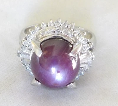 Solid Platinum Cherry Star Ruby Diamond Halo Ring - 10.25 gms, Sz 6.25, 6.60 ctw - Image 1 of 4