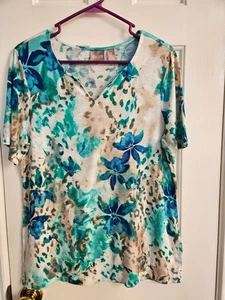 CHICO'S BLUMENDRUCK KURZÄRMELIG VISKOSE FREIZEIT OBERTEIL GRÖSSE CHICO'S 1 (8-10) - Bild 1 von 5