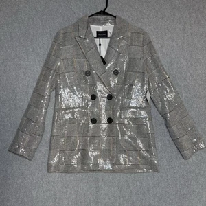 Dolce Cabo Blazer Jacket Women’s Size Small Double Breasted Sequence Herringbone - Picture 1 of 9