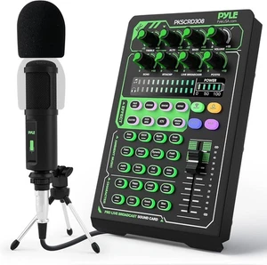Juego de tarjeta de sonido y micrófono PylePro PKSCRD308 Compact Pro Live Broadcast - Imagen 1 de 5