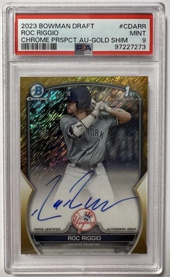 2023 Bowman Chrome Draft Roc Riggio Gold Shimmer Auto /50 PSA 9 - Image 1 of 2