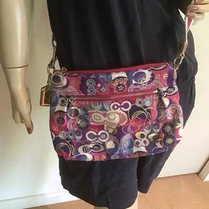 Coach Poppy Pop C Signature Graffiti Crossbody Sequin Ltd Ed 46347 Purse Bag EUC - Picture 1 of 9