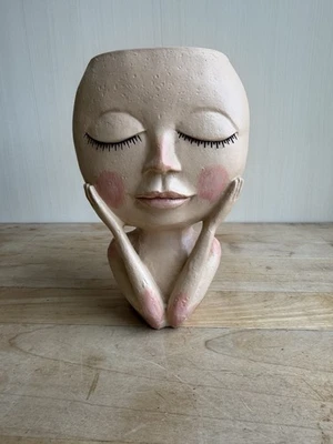 Girls Face Flower Planter Pot Human Face Head Creative Flower Planter Room Decor - Image 1 of 4