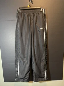 VINTAGE MENS NIKE Y2K BLACK BAGGY TRACK PANTS SIZE XL STRIPED ATHLETIC - Picture 1 of 10