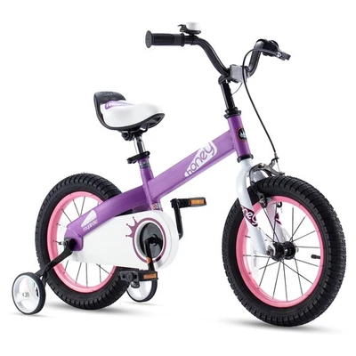 Bicicleta para niños RoyalBaby Cubetube Honey 12 pulgadas con ruedas de entrenamiento y 2 frenos, púrpura Foto 1 de 4